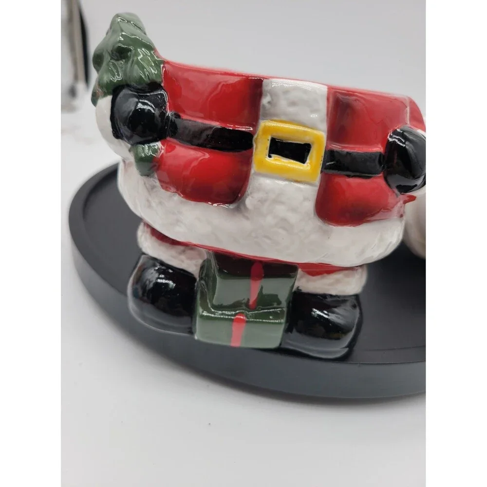 Santa Claus Ceramic Christmas Cookie Jar w/ Lid 7.5